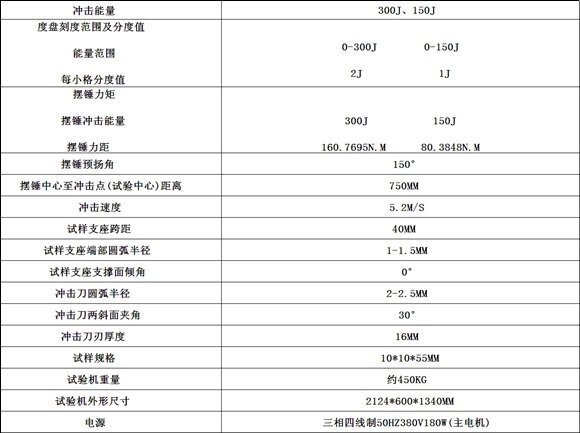 擺錘沖擊試驗機參數